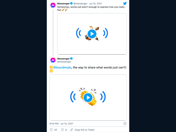 Screenshot from a smartphone showing sound emoji in the Messenger app.