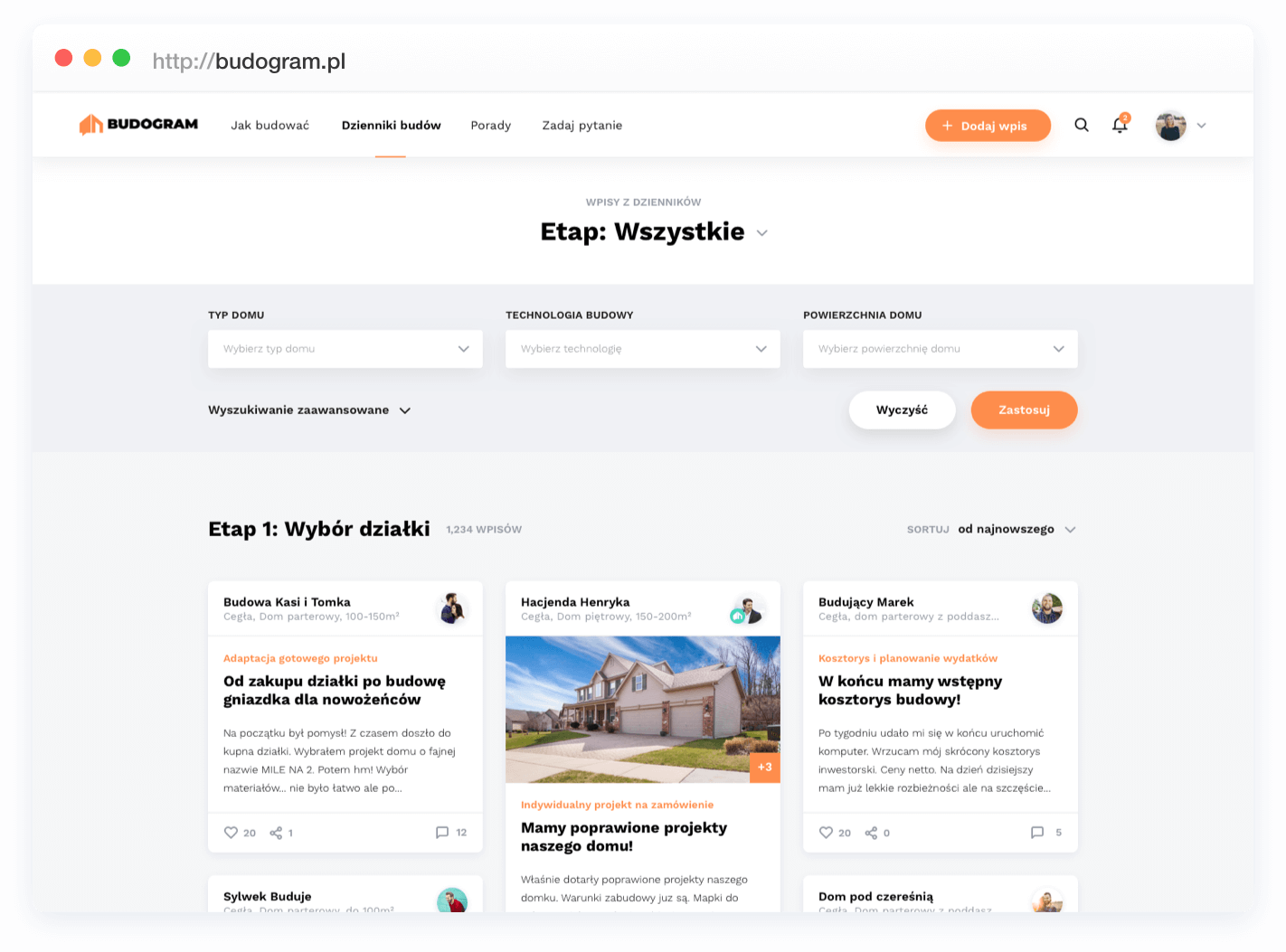 Landing page Budogram.pl, widok desktopowy.